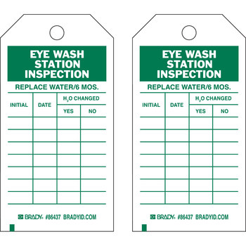 Imágen de Brady Verde sobre blanco Laminado, Ojal de metal, Escribible Poliéster/papel Lavado de ojos 86437 Etiqueta de lavado de ojos (Imagen principal del producto)