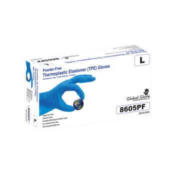 Global Glove Azul Pequeño TPE Guantes desechables - Grado Industrial - acabado Liso - Longitud 10 pulg. - 8100336-29352