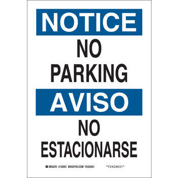 Imágen de Brady B-555 Aluminio Rectángulo Blanco Inglés/Español Cartel de información, restricción y permiso de estacionamiento 125049 (Imagen principal del producto)