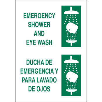 Imágen de Brady B-555 Aluminio Rectángulo Blanco Inglés/Español Cartel de lavado de ojos y ducha 38481 (Imagen principal del producto)