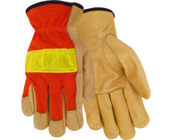 Imágen de Red Steer 1600 Naranja/Amarillo Grande Cuero Grano Piel de cerdo Cuero Guante para conductor (Imagen principal del producto)