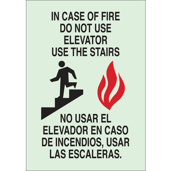 Imágen de Brady Bradyglo B-347 Poliéster/poliestireno Rectángulo Verde Inglés/Español Cartel en caso de incendio 90949 (Imagen principal del producto)