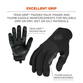 Ergodyne ProFlex 710BLK Negro Grande Tena-Grip Guantes de trabajo - 720476-17564