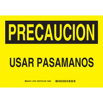 Imágen de Brady B-302 Poliéster Rectángulo Amarillo Español Cartel de sensibilización de seguridad 37651 (Imagen principal del producto)