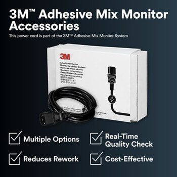 3M Monitor de mezcla Cable de alimentación del monitor de mezcla - Para uso con Unidad de procesamiento del monitor de mezcla de adhesivos 3M, monitor de mezcla de adhesivos Tipo de conector: B, 120 V - 76227