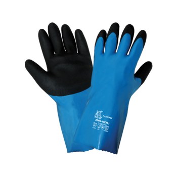 Global Glove FrogWear 2360 Azul/Negro Grande PVC/Nitrilo Guantes resistentes a productos químicos - Longitud 12 pulg. - 2360 lg