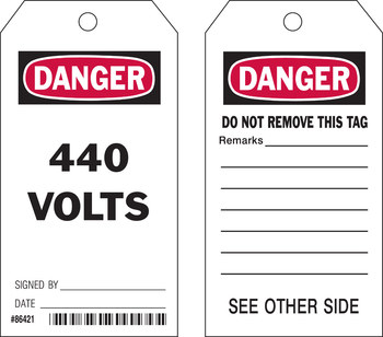 Imágen de Brady Negro/Rojo sobre blanco Laminado, Ojal de metal, Escribible Poliéster/papel 86421 Etiqueta de seguridad del equipo (Imagen principal del producto)