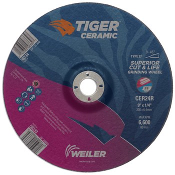 Weiler Tiger Ceramic Disco esmerilador 58333 - 9 pulg. - Cerámico - 24 - R