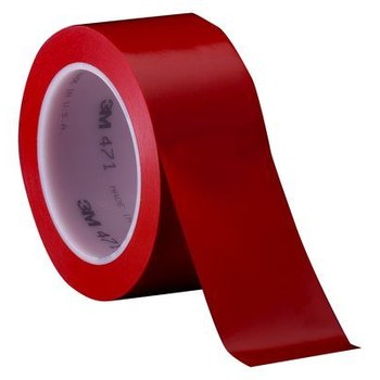 3M 471 IW Rojo Cinta de marcado - 1 pulg. Anchura x 36 yd Longitud - 5.2 mil Espesor - Un solo lado Adhesiva - 56882