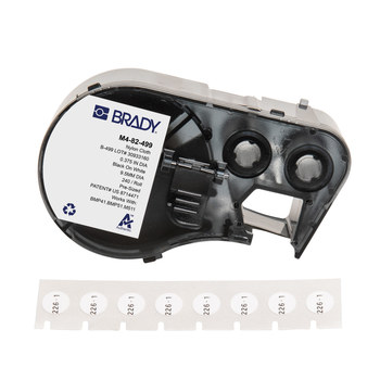 Brady M4-82-499 Etiquetas adhesivas multiuso agresivas - 0.375 pulg. x 0.375 pulg. - Nailon - Negro sobre blanco - B-499