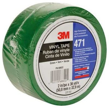 3M 471 Verde Cinta de marcado - 2 pulg. Anchura x 36 yd Longitud - 5.2 mil Espesor - Un solo lado Adhesiva - 68822