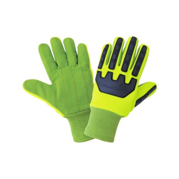 Global Glove Cotton Corded with Impact Protection Verde Talla única Algodón/Poliéster Guantes de trabajo - c19gcpb