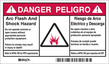 Imágen de Brady Negro/Rojo sobre blanco Rectángulo Laminado Poliéster 102312 Etiqueta de arco eléctrico (Imagen principal del producto)