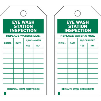 Imágen de Brady Verde sobre blanco Escribible Cartulina Lavado de ojos 86674 Etiqueta de lavado de ojos (Imagen principal del producto)
