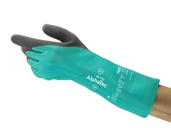 Ansell AlphaTec INTERCEPT™ 58-735 Verde/Negro 7 Nitrilo Apoyado Guantes resistentes a productos químicos - Longitud 14 pulg. - 076490-46449