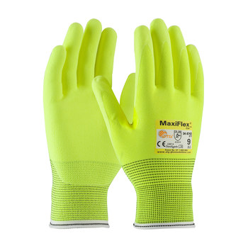 PIP ATG MaxiFlex Cortar 34-8743FY Amarillo de alta vis. Grande Tejido Guantes resistentes a cortes - Longitud 9.06 pulg. - 616314-18438