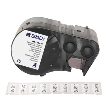 Brady StainerBondz M5-195-481 Etiquetas para portaobjetos de microscopio - 1 pulg. x 0.375 pulg. - Poliéster - Negro sobre blanco - B-481