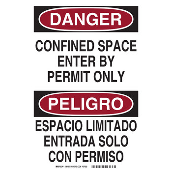 Imágen de Brady B-555 Aluminio Rectángulo Blanco Inglés/Español Letrero de espacio restringido 38102 (Imagen principal del producto)