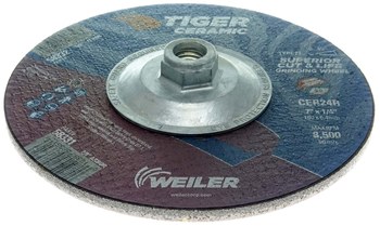 Weiler Tiger Ceramic Disco esmerilador 58332 - 7 pulg. - Cerámico - 24 - R