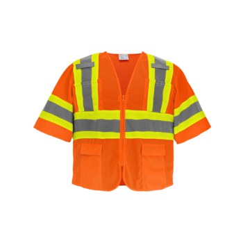 Global Glove FrogWear HV Chaleco de topógrafo de alta visibilidad GLO-0145 LG - tamaño Grande - Malla Poliéster - Naranja y amarillo/verde de alta visibilidad - ANSI clase 3, tipo R - glo-0145 lg