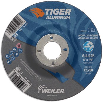 Weiler Tiger Aluminum Disco esmerilador 58227 - 5 pulg. - A/O óxido de aluminio AO - 24 - R