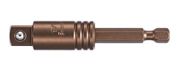 Vega Tools Impactech 1/4 pulg. Broca De Torsión Adaptador P175QADB38 - 3/8 pulg. cuadrado macho - 3 pulg. Longitud - Acero S2 Modificado - Bronce Gunmetal acabado - 02171