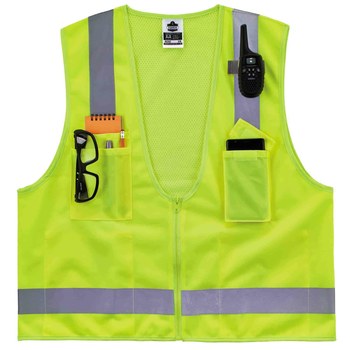 Ergodyne Glowear 8249Z Chaleco de alta visibilidad 24025 - tamaño Grande/XG - Poliéster - Lima de alta visibilidad - ANSI clase 2