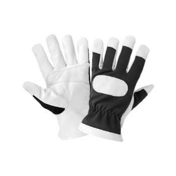 Global Glove Hotrod h4008 Gris/Blanco Grande Cuero/Spandex Piel de cabra Cuero/Spandex Guantes de mecánico - hr4008 lg