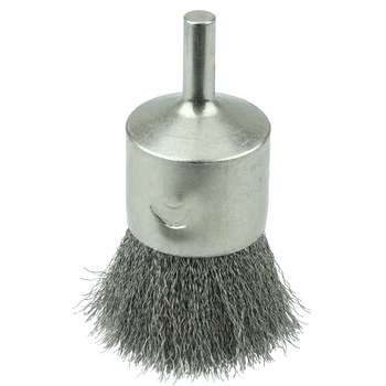 Weiler Stainless Steel Cup Brush - Shank Attachment - 1 in Diameter - 0.006 in Bristle Diameter - Cup Material: Nickel-Plated - 10378