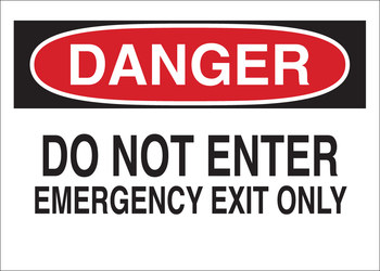 Imágen de Brady B-401 Poliesterino de alto impacto Rectángulo Blanco Inglés Cartel de salida de emergencia 22083 (Imagen principal del producto)