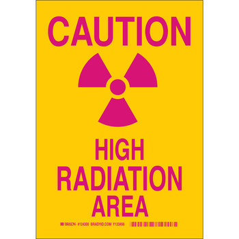 Imágen de Brady B-555 Aluminio Rectángulo Amarillo Inglés Cartel de peligro de radiación 124298 (Imagen principal del producto)