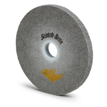 3M Scotch-Brite Convoluto Carburo de silicio Duro Rueda de desbaste - Fina grado - Accesorio Eje - Diámetro 6 pulg. - Agujero Central 1 pulg. - Grosor 3/8 pulg. - 94932