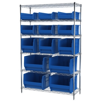 Imagen de Akro-mils AWS1848SAB Akrobin 2000 lb Ajustable Azul Cromo Acero Abierto Ajustable Sistema de estantería fijo (Imagen principal del producto)