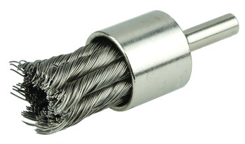 Weiler Acero inoxidable Cepillo de copa - Accesorio Vástago sin rosca - Diámetro 3/4 pulg. - Diámetro de la cerda 0.014 pulg. - Material de la copa: niquelado - 10387