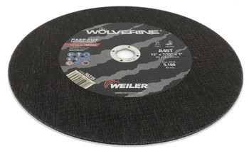 Weiler Wolverine Rueda de corte 56239 - Tipo 1 - Rueda recta - 12 pulg. - Óxido de aluminio - 46 - T
