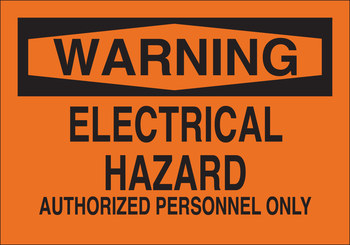 Imágen de Brady B-120 Poliéster reforzado con fibra de vidrio Rectángulo Naranja Inglés Cartel de seguridad eléctrica 69580 (Imagen principal del producto)