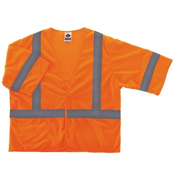 Ergodyne Glowear 8310HL Chaleco de alta visibilidad 22015 - tamaño Grande/XG - Poliéster - Naranja de alta visibilidad - ANSI clase 3