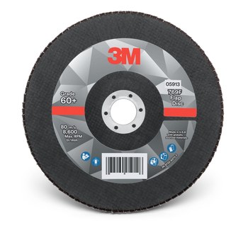 3M 769F Tipo 29 Recubierto Óxido de aluminio cerámico Disco de Aletas - Diámetro 7 pulg. - Agujero Central 7/8 pulg. - 05913