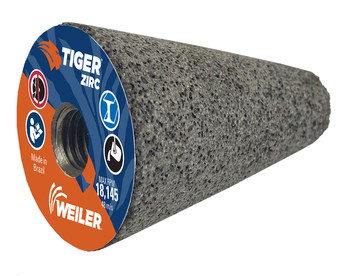 Weiler Tiger Zirc Zirconia Alumina Cono abrasivo - 20 grano - 2 pulg. longitud - Agujero Central UNC de 5/8-11 - 68365