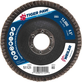 Weiler Tiger Paw Tipo 29 - Zirconia - 4 1/2 pulg. - 80 - Mediano - 51121