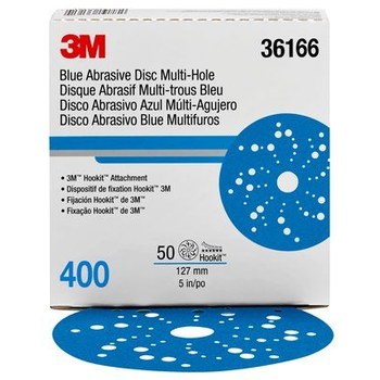 3M Hookit Óxido de aluminio cerámico Azul Disco de velcro - Óxido de aluminio cerámico - 5 pulg. - 400 - 36166