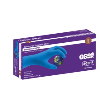 Global Glove 805PF Azul Grande Nitrilo Guantes desechables - Grado Industrial - Longitud 11 pulg. - 805pf lg