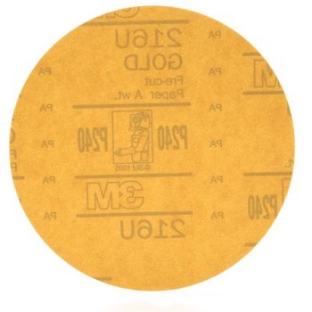3M Hookit Recubierto Óxido de aluminio Amarillo Disco de velcro - Óxido de aluminio - 6 pulg. - P240 - Grueso - 00977
