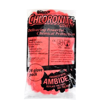 The Glove Company Chloronite® Chemical Gloves Rojo de alta vis. 2XG Policlorofreno/nitrilo Apoyado Guante - Longitud 12 pulg. - 348098-00144