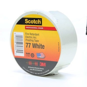 3M Scotch 77 White-1-1/2x20 ft Blanco Cinta aislante - 1 1/2 pulg. x 20 pies - Grosor 30 mil - 60334