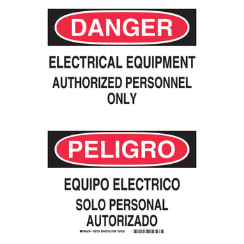 Imágen de Brady B-401 Poliestireno Rectángulo Blanco Inglés/Español Cartel de seguridad eléctrica 38729 (Imagen principal del producto)