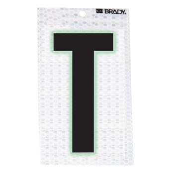 Imágen de Brady Negro sobre plateado Brillo en la oscuridad, Reflectante Interior/exterior Carta 3020-T Etiqueta en forma de letra (Imagen principal del producto)