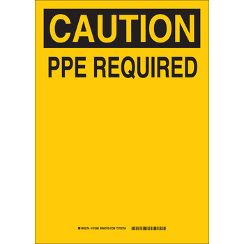 Imágen de Brady B-120 Poliéster reforzado con fibra de vidrio Rectángulo Amarillo Inglés Cartel de PPE 131997 (Imagen principal del producto)