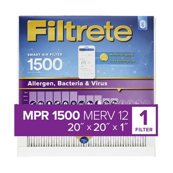 3M Filtrete Alérgenos, bacterias y virus 20 pulg. x 20 pulg. x 1 pulg. S-2002-4 MERV 12, 1500 MPR Filtro de aire - 08224