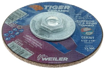 Weiler TIGER Disco de corte y esmerilado 58316 - 4 1/2 pulg. - Cerámico - 30